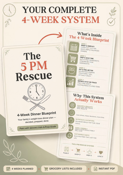 The 5 PM Rescue: 4-Week Dinner Blueprint & Grocery Planner (Digital Download)