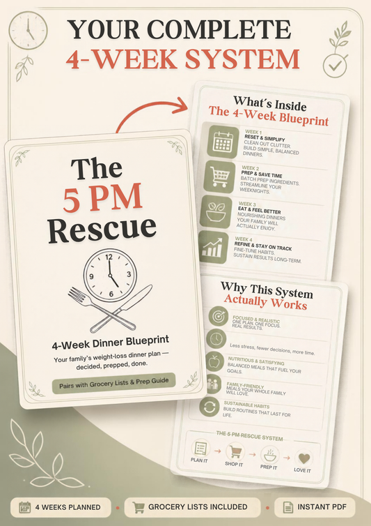 The 5 PM Rescue: 4-Week Dinner Blueprint & Grocery Planner (Digital Download)