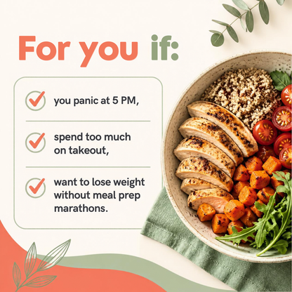 The Complete 5 PM Rescue System — Recipe eBook + 4-Week Dinner Plan + Decision Cards