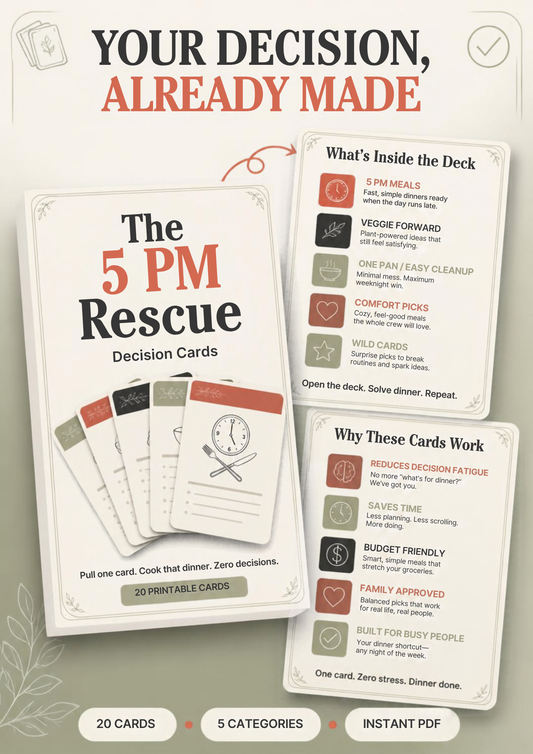 The 5 PM Rescue: Decision Cards — Printable Card Deck (20 Cards)